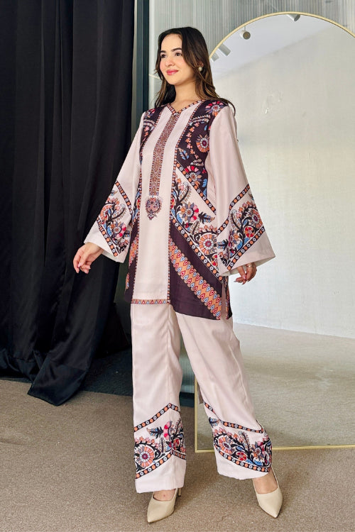 Winter Bloom Pastel Kurta Set